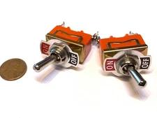 2 Pieces SPST ON-OFF 15A 250V Latching orange 2 pin Toggle switch