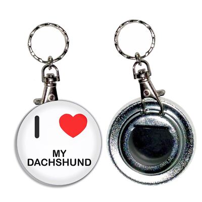 Mein Dackel Ich liebe Herz Flaschenöffner rund Schlüsselanhänger (55 mm)