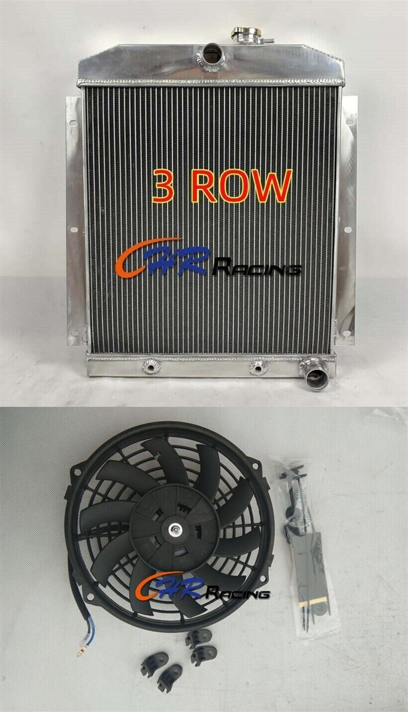 FILA Radiatore + ventola alluminio 3 file per pickup Chevy C K Truck L6 1947 1954 AUTO