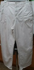 Caribbean Joe Let Go sz 10 pants beige cotton pockets whiskered raw hem beachy