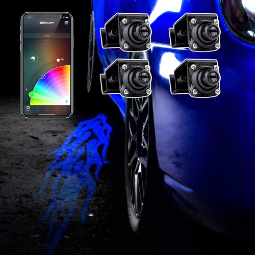 4pc Flame CurbFX RGB Projector LED Light Accent Kit XKchrome Smartphone App - 第 1/7 張圖片