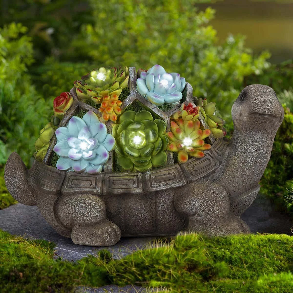 Upgraded 11.5 Inch Solar Garden Statues Turtle Figurine with