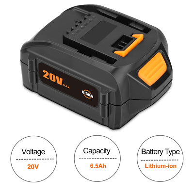 Bonadget Verbeterde [Hoge capaciteit 6,0 Ah 2 x reserveaccu WA3553 voor Worx 20 V accu-elektrisch gereedschap WA3551 WA3572 WA3553 WX390 WX176 WX178 WU268 WX166.4 WX372.1 WX800 WG25 9E WA37 60 WA3881