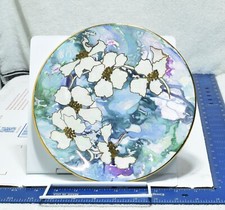 VTG Hand Painted Gold Metallic Luster Paint 9" Floral Gillian Bird