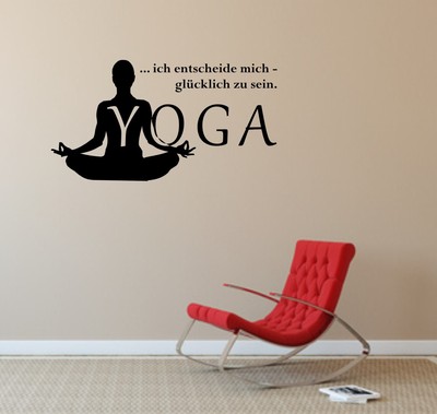 Wandtattoo YOGA mit Spruch ''Ich entscheide mich, glücklich zu sein.''