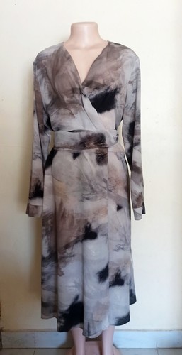 Marina Rinaldi Womens Long Sleeve Silk Wrap Dress Size 23 MR US 14 UK 18
