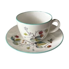Royal Worcester England STRAWBERRY FAIR Flameproof Porcelain Tea Cup & Saucer