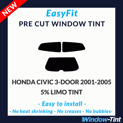 Easyfit Statique Pré Découpé Teinté pour Honda Civic 3-door Hayon 2001-05 - 5% - Photo 1 sur 3