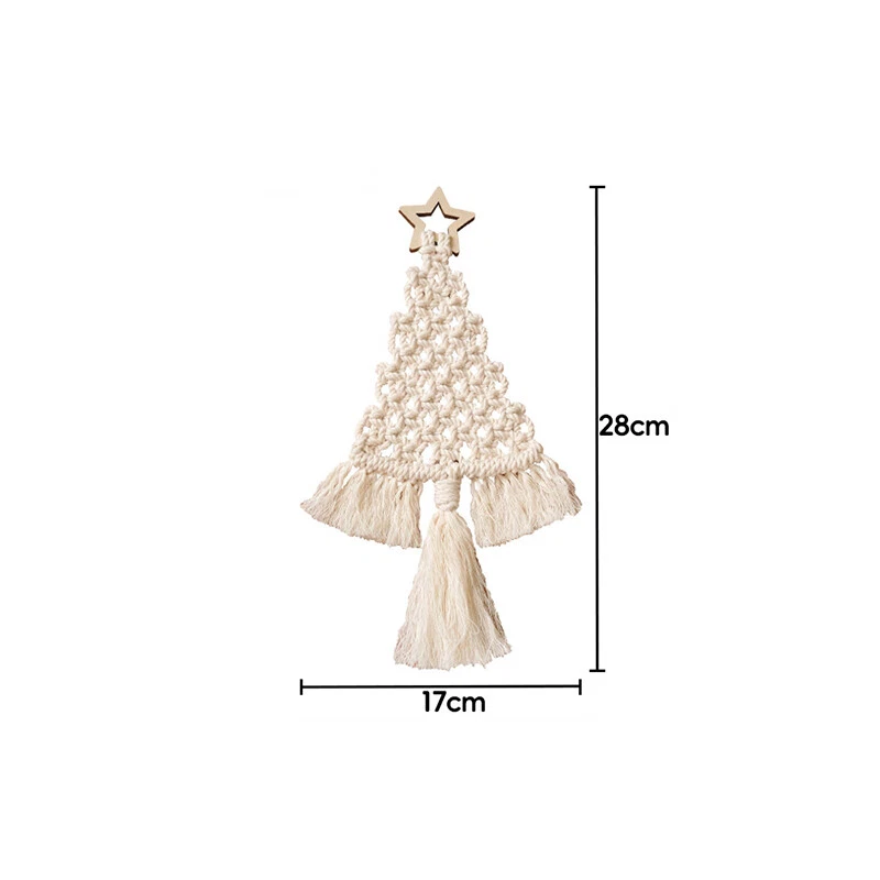 Alberi di Natale in macramè intrecciato fai da te set appendiabiti da parete decorazione albero di Natale kit fai da te - Immagine 3 di 4