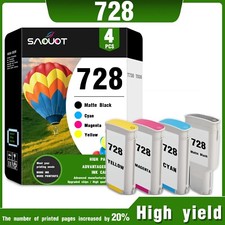 DesignJet 728 Ink 4-Pack Compatible for HP 300ML T830 T730 Plotter Printer