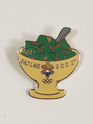 2002 Salt Lake City Olympics Green Jello Bowl Pin  Officially Licensed - Picture 1 of 2