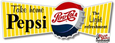 (PC-229) 12''X 4'' TAKE HOME PEPSI SODA DECAL POP VENDING MACHINE COOLER 