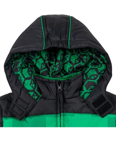 Minecraft Little Boys' Creeper Face Boys Sz 5 Zip-Up Hooded Puffer Jacket - Picture 5 of 7