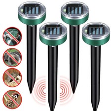 4x Ultrasonic Solar Mole Rat Repellent Pest Scarer Deterrent Repeller For Garden
