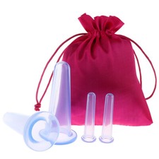 "4pcs Silicone Vacuum Cupping Cups Manual Massage Set with Bag Face Body Cups
