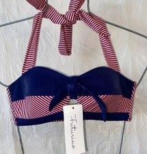 FUTURINO M NWT Striped Halter swimming Bikini Top Women's Vintage 50s Style