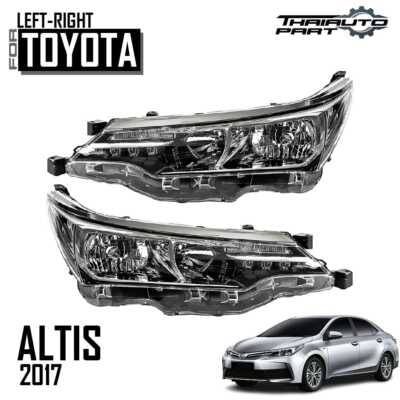 Headlight Front Lamp W/O Bulbs Chrome Rim Pair For Toyota Corolla ZRE210 19-24