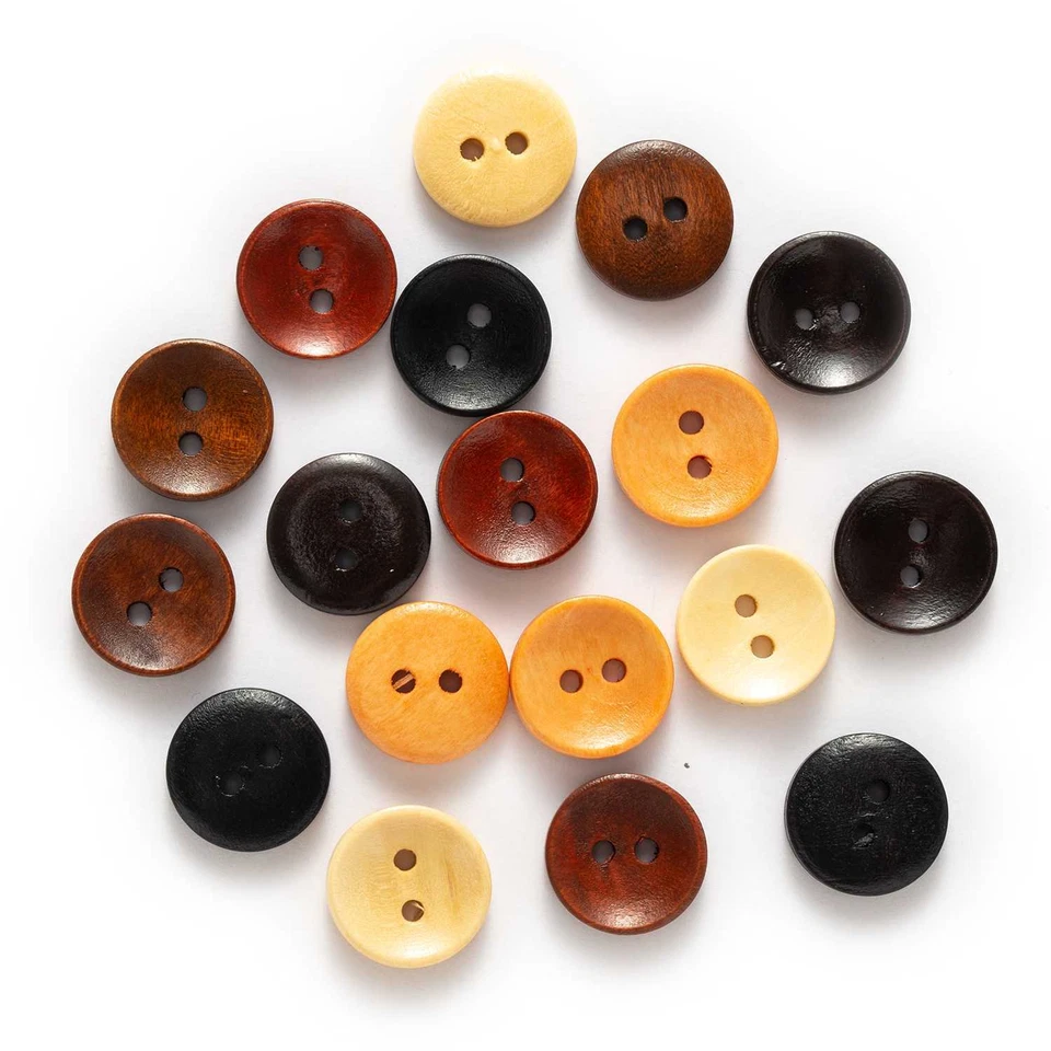 2 hole solid round wooden buttons for sewing, clothing, handwork, crafts 10-25mm - Image 4 of 4