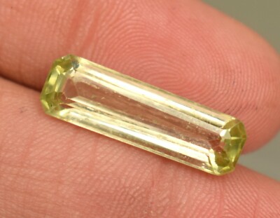 Natural Yellowish Green Kunzite Gemstone From  Afghanistan 6.05 Ct Emerald Cut  