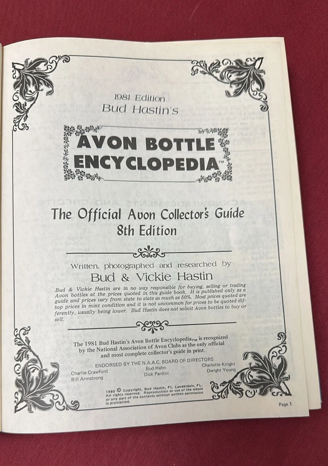 Libro Avon Botella Enciclopedia Guía Tapa Dura Coleccionables Bud Hastins 1981 Foto 2 de 3