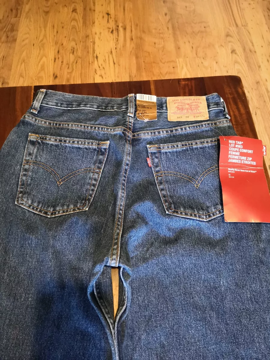 Brand New Levis 583 Women Comfort Fit Zip Fly. W31 L34 Red Tab Blue Jeans