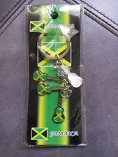 Jamacia Flag Guitar Metal Enamel Keychain New