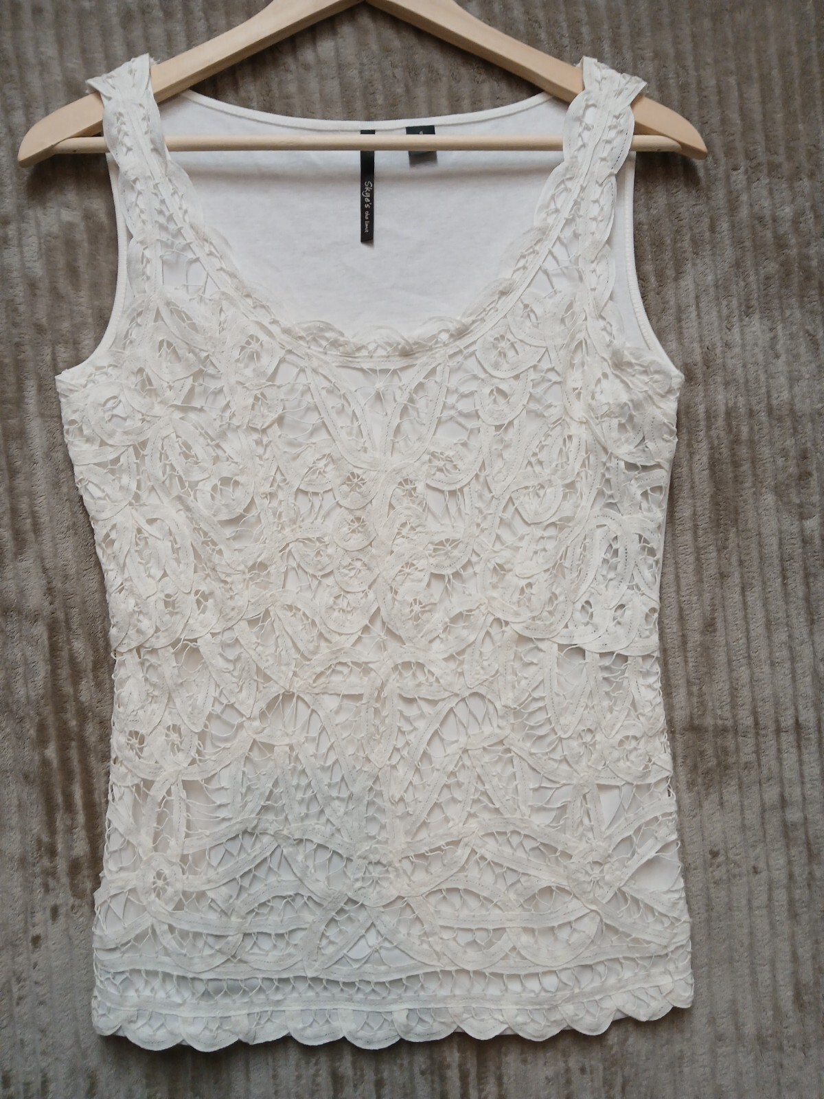 NWT Skye’s The Limit Women’s Top Sz S Sleeveless Embroidered Lace Front Lined