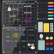 Acrylic Calendar for Fridge H2.0 Clear Magnetic Dry Erase Planning Board Set NEW