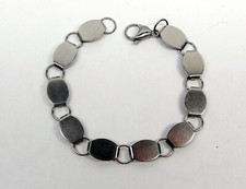 BRACELET BLANKS Forms 10 oval pads 14 mm  Stainless Steel  7-1/2"