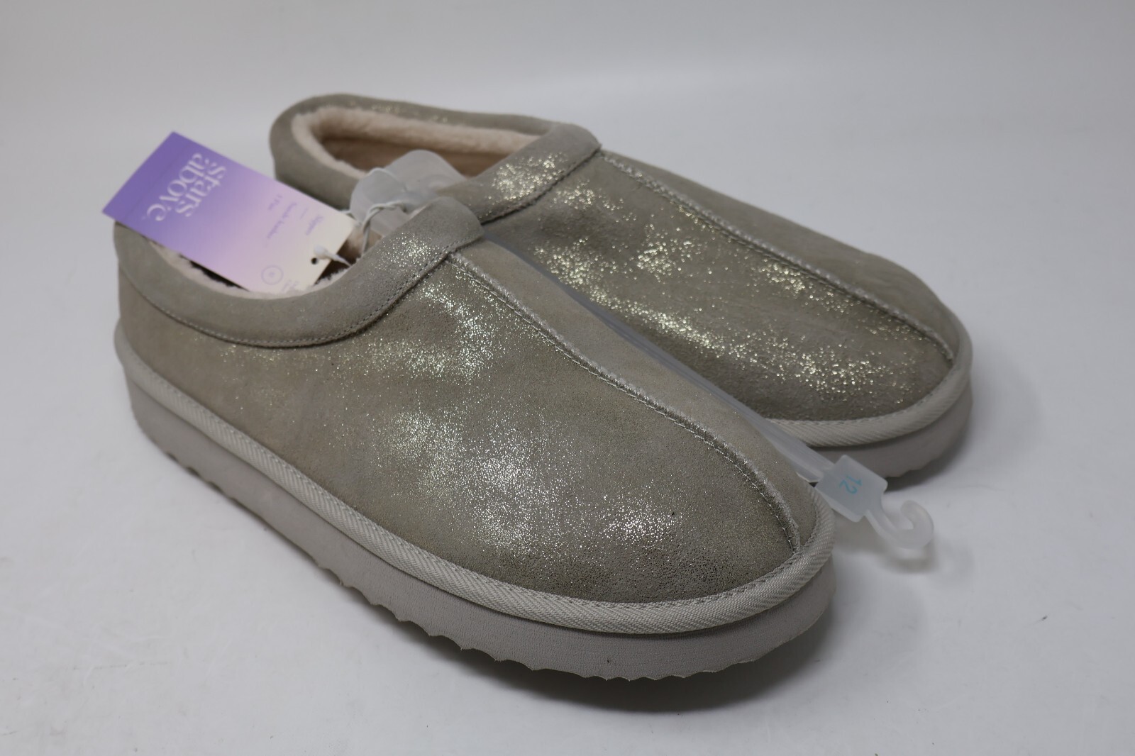 PANTOFOLA D’ORO Ciabatte donna Amira scamosciate zoccoli stelle sopra oro metallizzato TAGLIA 12 nuove con etichette