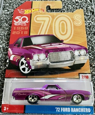 2018 Hot Wheels 50th Anniversary Throw Back 70's Purple '72 Ford Ranchero