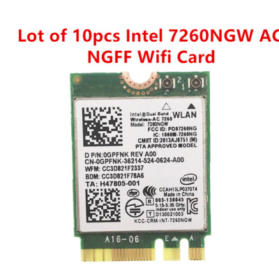 10pcs Intel Dual Band Wireless-AC 7260 7260NGW WiFi Bluetooth 4.0 Network Card