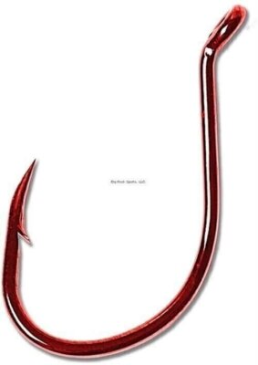 Eagle Claw Lazer Octopus Hook #4 Heavy Wire Offset Up Eye Red 10/Pk L1RGH-4