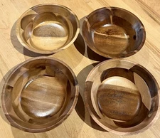 Aidea Natural Acacia Wood Bowl Set Four(4) Salad Rice Nuts Multi Purpose BoHo 7”