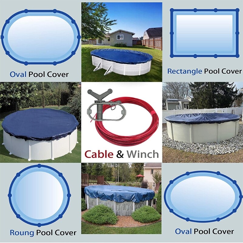 Winter Above Ground Swimming Pool Cover Steel Cable and Winch Tightener