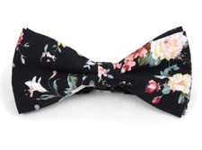 New Mens Floral Wedding Cotton Banded Bow Tie, 100 Cotton, Adjustable