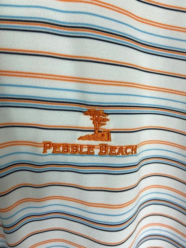 Pebble Beach White Striped Short Sleeve Polo Shirt Men’s Size XXL - Image 2 of 4