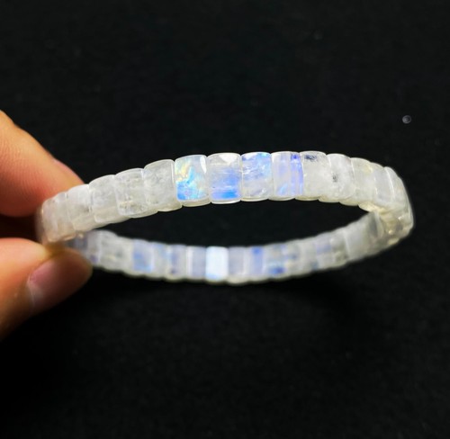 6.4*4mm Natural Blue Moonstone Strong Light Crystal Beads Bracelet AAAA C1199 - Picture 4 of 8
