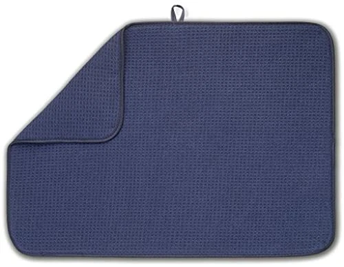 XXL Dish Mat 24" x 17" (LARGEST MAT) Microfiber Dish Drying Mat  (Navy)