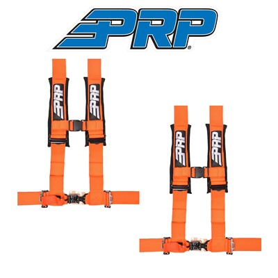 PRP (2) 4.3 Orange 4-Point Adjustable Harness W/ 3'' Belts/Sewn in Shoulder Pads