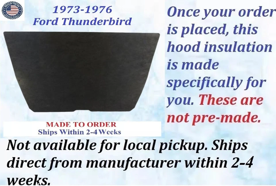 NUEVO 1973-1976 Ford Thunderbird capó aislamiento gris REM #PARA-HIN-125 Foto 2 de 3