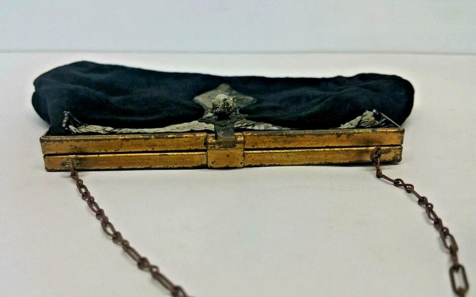 复古女式人造麂皮绒网眼手提包钱包 6 3/4 英寸宽 — 第 4/4 张图片