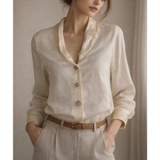 Vintage Christian Dior Silk Blouse   Embellished Buttons   Size 8