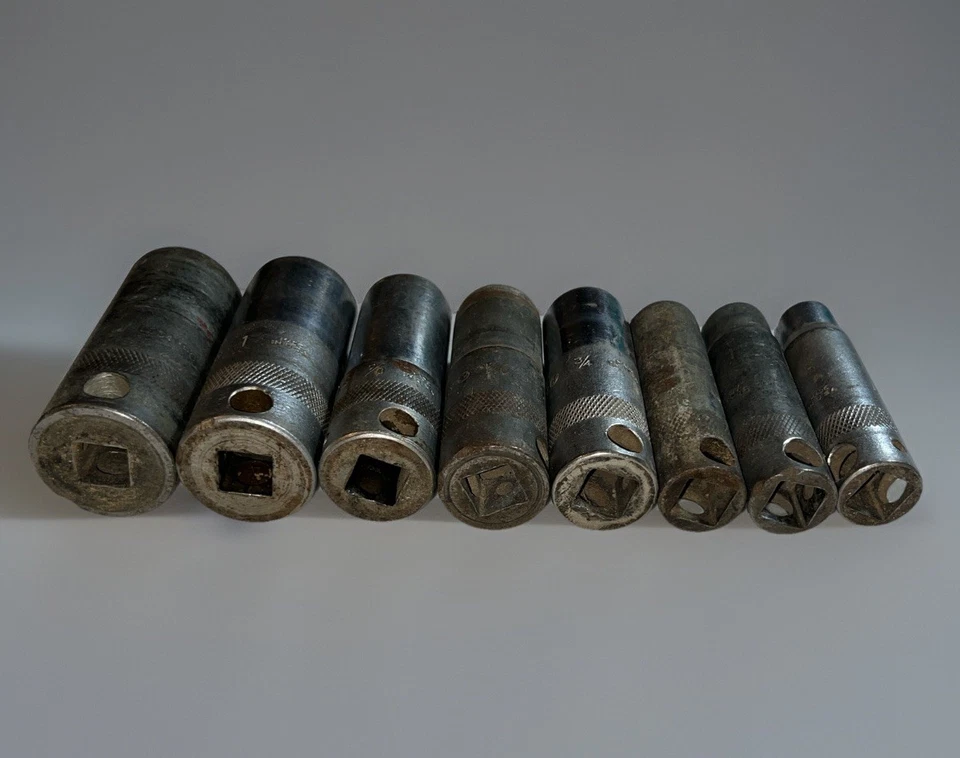 Vintage Bonney 8 PCes Conjunto de Soquete Poço Profundo 1/2" Drive 12pt EUA SAE Frete Rápido! - Imagem 3 de 4
