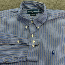 Polo Ralph Lauren Classic Fit Striped Button Down Shirt Mens 17 XL Blue White