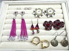 8 Pair Earrings- rhinestone Gold red pink 1990s VTG Pierced Lot-1 Signed Avon SP