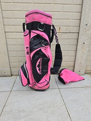 Schöne Sun Mountain S1 Cartbag / 14-fach Teiler / pink & schwarz - mit Regenhaube