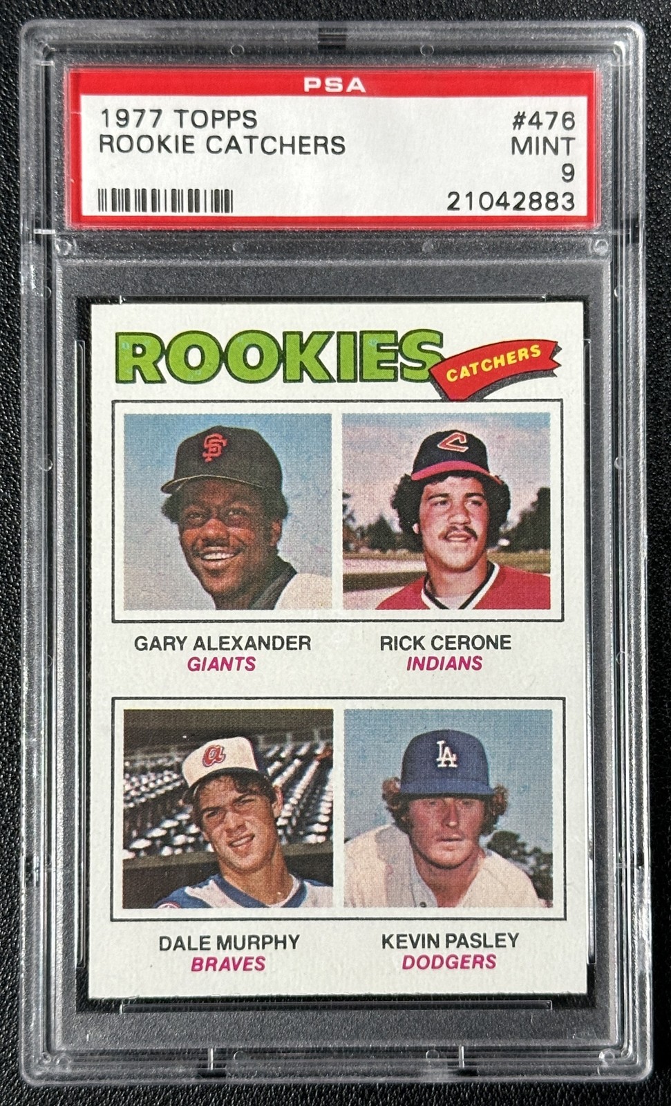 DALE MURPHY ALEXANDER CERONE PASLEY PSA 9 1977 TOPPS #476 ROOKIE CATCHERS RC 883