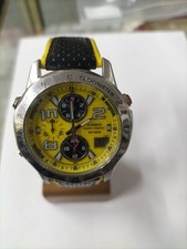 CASIO WAVE CEPTOR CHRONOGRAPH DUAL TIME ALARM WV0-550 GELBES ZIFFERBLATT SCHWARZES ARMBAND.