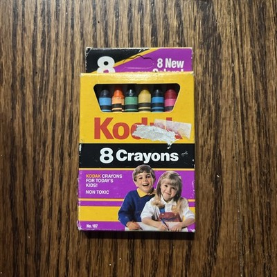 VTG 1990 Kodak Crayons 8 Pack Box New In Box Rose Art Colors Non Toxic Eastman